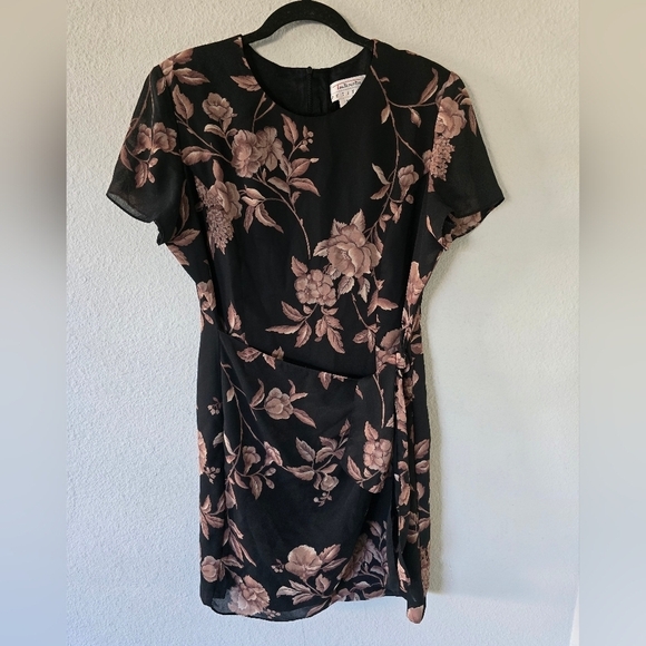 Talbots Floral Faux Wrap Dress Women Sz 14 Padded Short Coastal   Fairycore - Picture 3 of 13